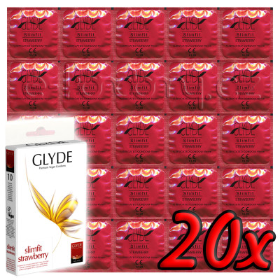 Glyde Slimfit Strawberry - Premium Vegan Condoms 20 pack