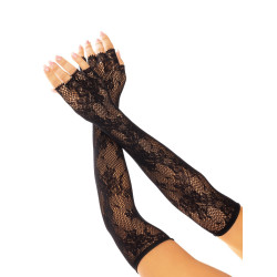 Leg Avenue Floral Net Fingerless Gloves 2034 Black